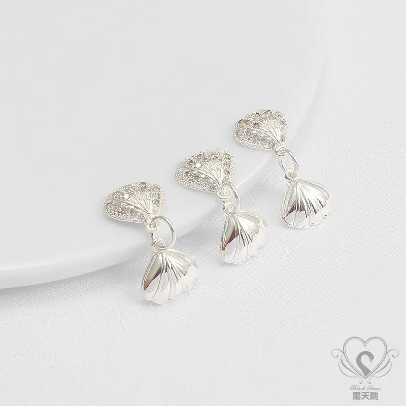 14K Zircon Shell Pearl Hollow Pendant Scallop Butterfly Fish Tail Heart Bud DIY Bracelet Necklace Charms