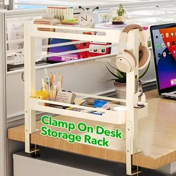 2Layer Desktop Storage Shelf Office Table Stationery Bookshelf Rak Desktop 0rganizer Meja Desktop Organizing Rack
