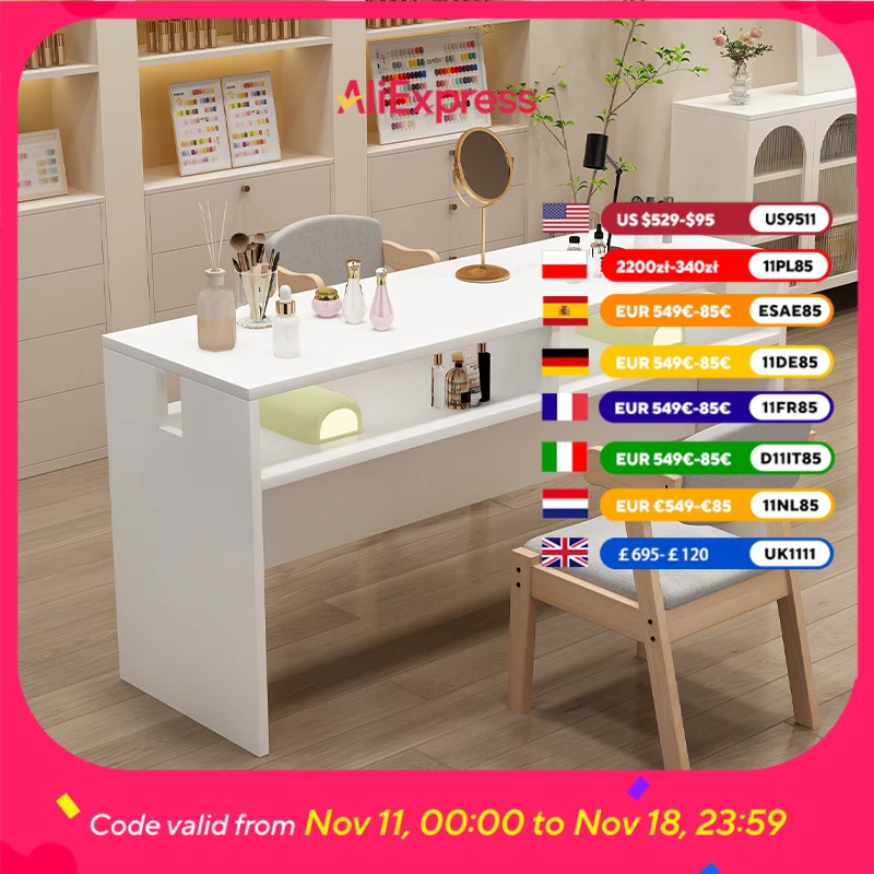 

Modern Fancy Nail Table Professional No Expensive Luxury Design Salon Nail Desk Storage Workstation Mesas Manicuristas Furniture