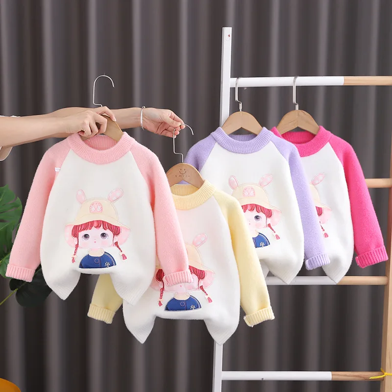 

Girls Woolen Sweaters Autumn Winter Children Knitted Sweatshirts Clothes For Baby 1 To 8 Years Kids Pullover Sweater Toddler Top
