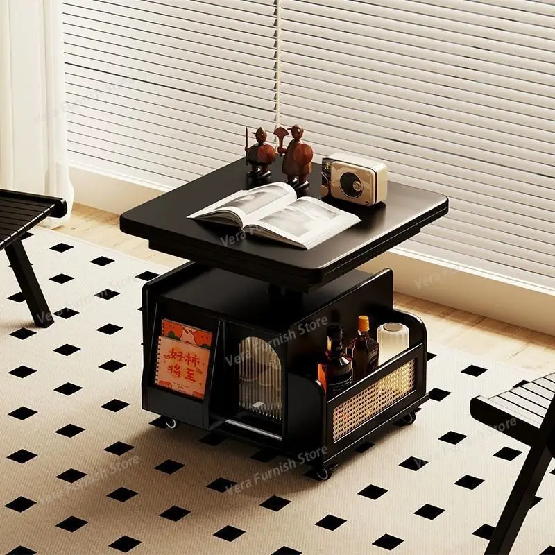 

Folding Mobile Coffee Tables Stretchable Retro Storage Tea Coffee Tables Multi-functional Wooden Furniture Столик MHCJ