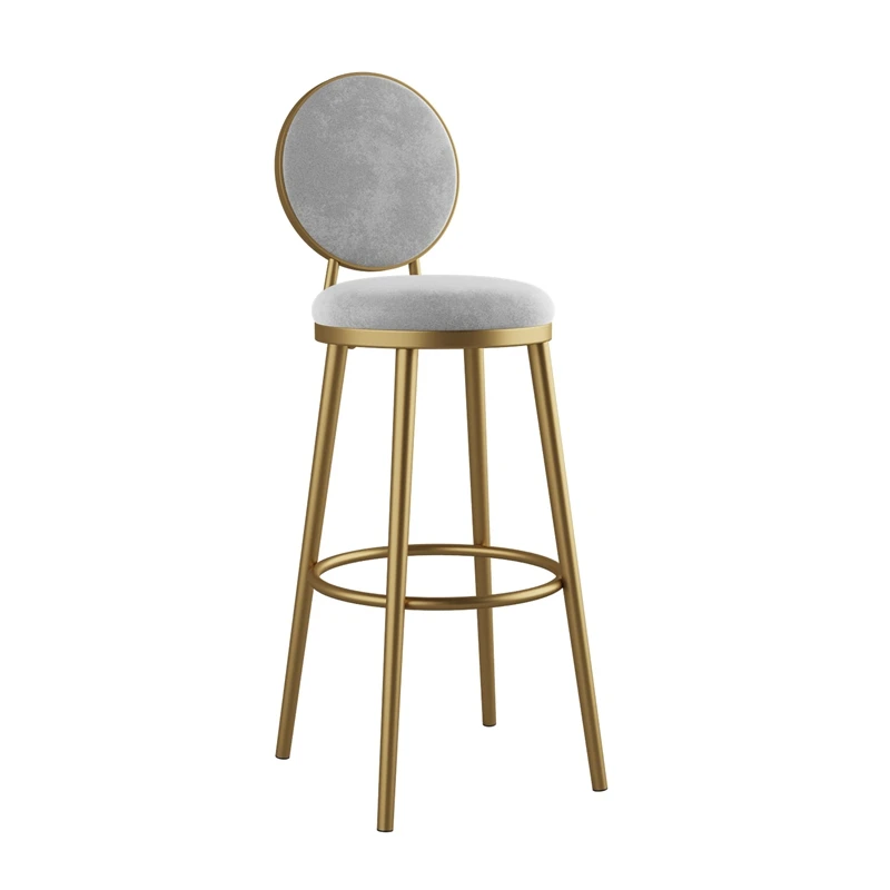 

Gray Metal Bar Chairs Modern Soft Vanity Bedroom Height Velvet With Bar Chairs Back Aesthetic Taburete Alto Trendy Furniture