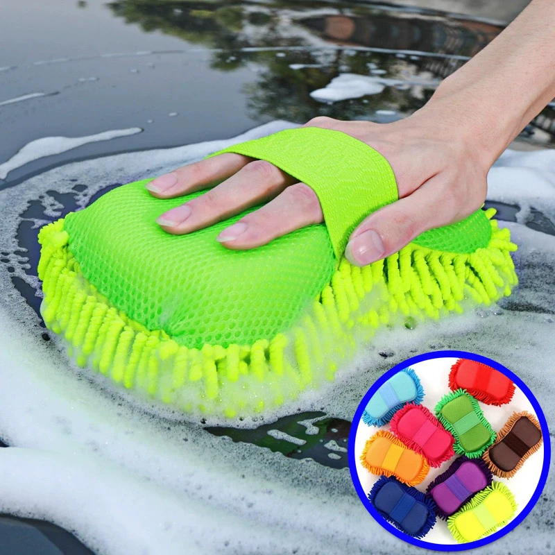

2Pcs Coral Car Wash Sponge Set Short-Pile Nano Car Wash Gloves Elastic Strap Design Water-Lock & Breathable Car Accessories