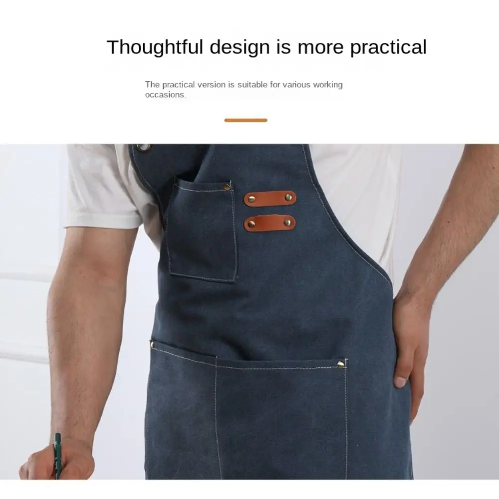 Thicken Canvas Denim Apron Antifouling Barista Apron Kitchen Restaurant Worker Barber Carpenter Florist Apron For Women Man