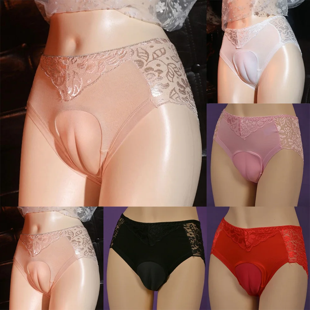 

Men Sexy Perspective Lace Shaping Panties False Vaginal Sissy Pouch Hiding Gaff Crossdressing Underwear Briefs