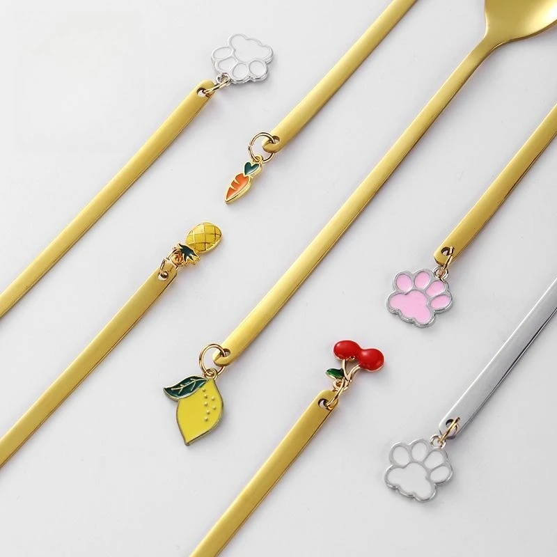 Spoon, Stainless Steel Coffee Spoon, Dessert Mixing Spoon, Cute with A High Appearance Level Golden Color view 2