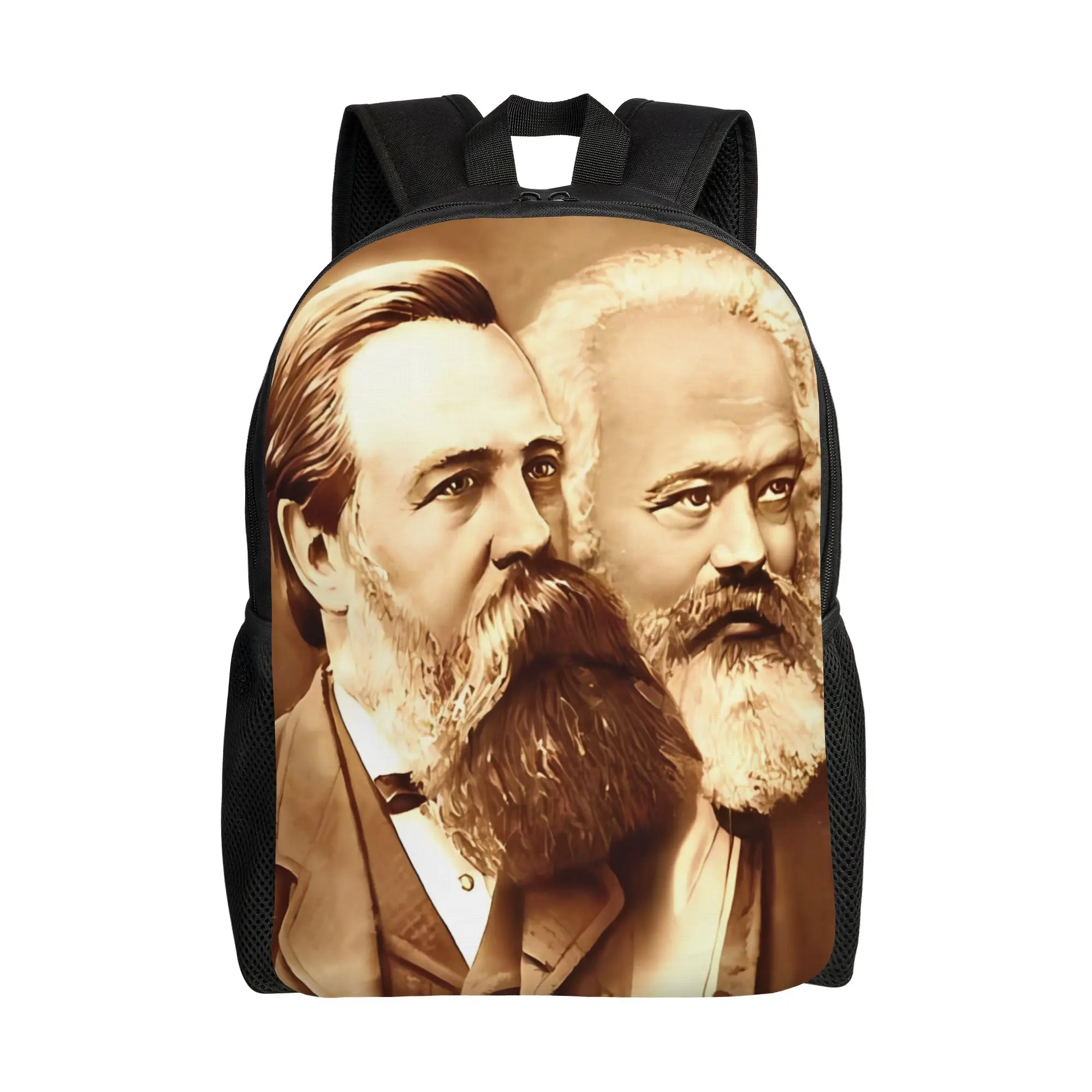 

Karl Marx Engels and Lenin Backpack Trekking Backpacks Student Unisex Custom Big High School Bags Style Rucksack
