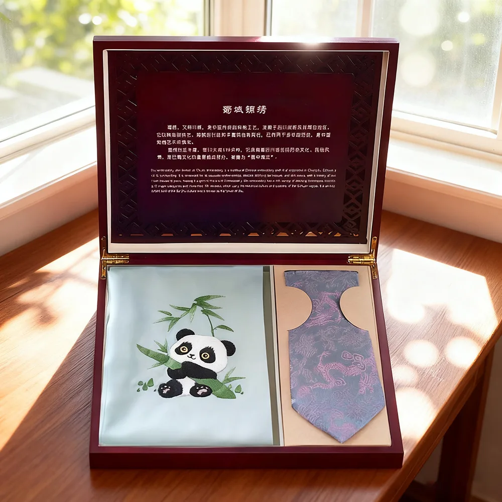 PYJ Shu Brocade Craft Chengdu Brocade Shu Embroidery Embroidery Scarf Tie Chinese Characteristics Gift