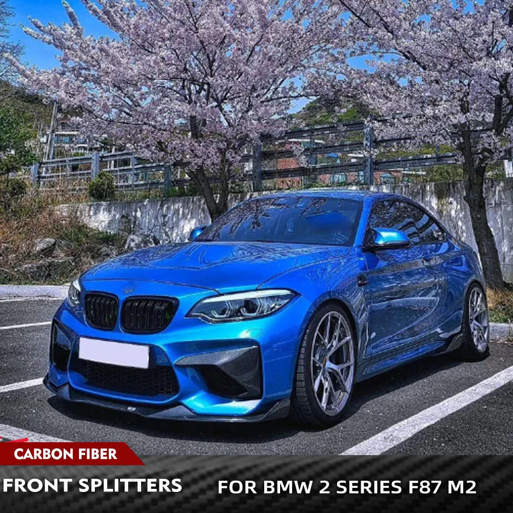 

Dry Carbon Fiber Car Front Bumper Upper Splitters Lip Fog Lamp Cover Trim Canards Flaps Winglets For BMW F87 M2 2016 2017 2018