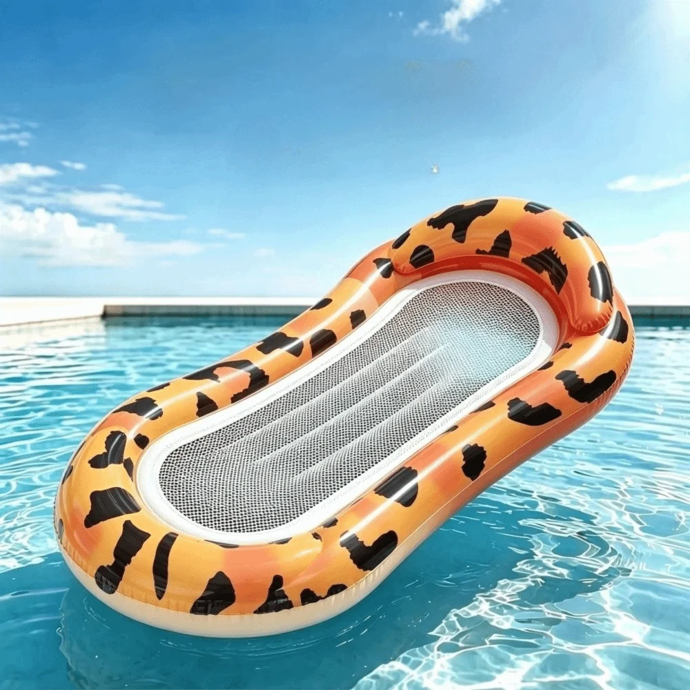Comfortable Sequined Inflatable Float Leopard Print Inflatable Pool Floats Floating Mesh Inflatable Floating Chair Pool Party