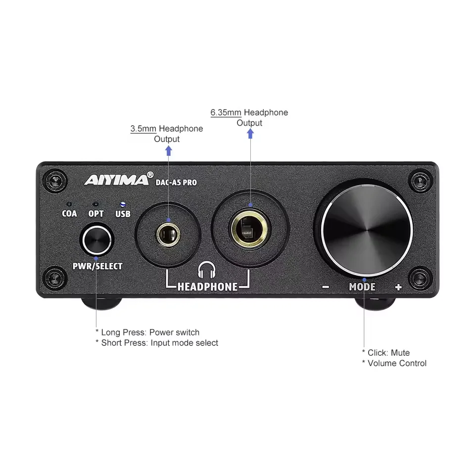AYM-28 A5 PRO Headphone Amplifier 24BIT 192KHz HIFI USB DAC Decoder Audio Interface Digital Optical Coaxial PC USB Converter 5