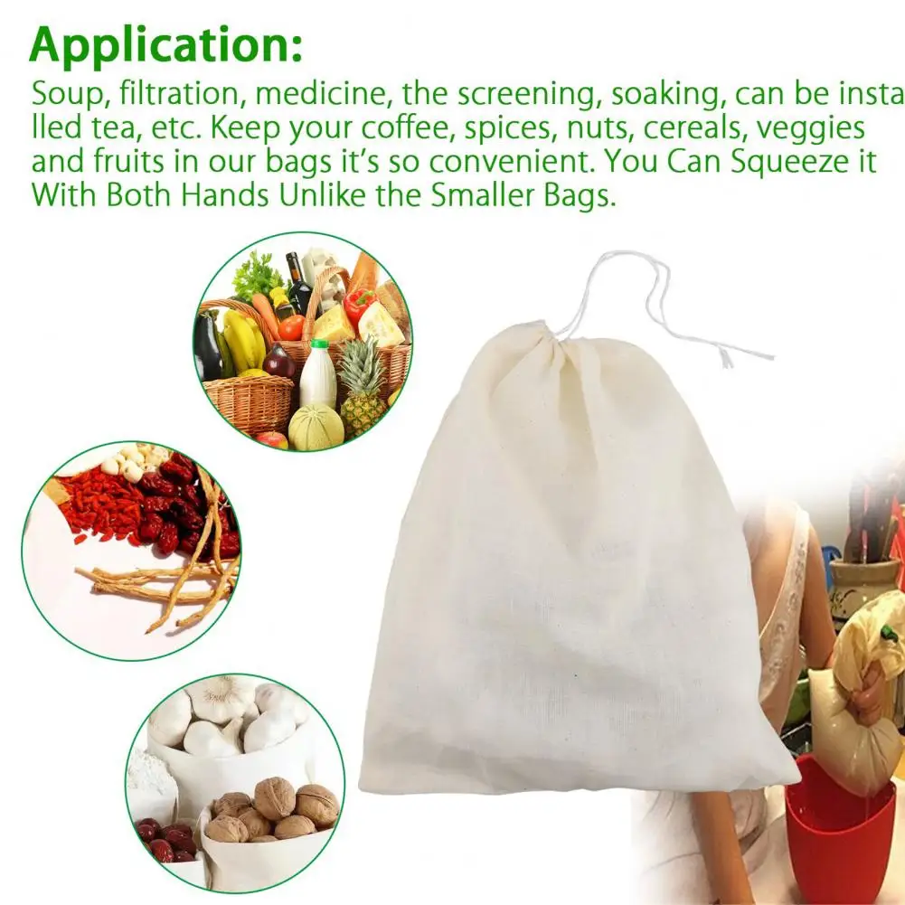 Useful  Tea Pouch Food Grade Strong Penetration Food Filter Pouch Squeezable Cotton Filter Bag for Soap