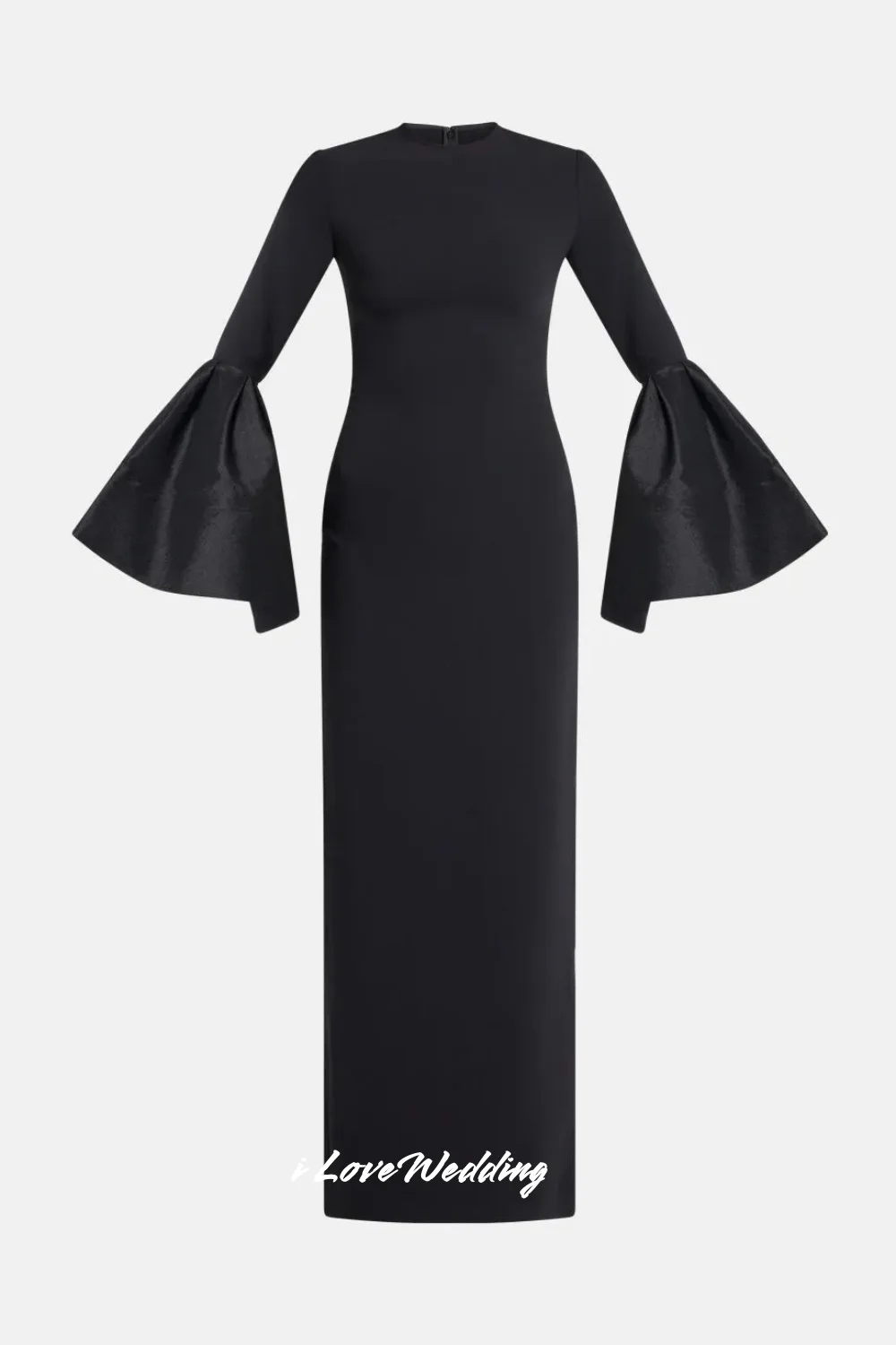 ブラックOネックイブニングドレス2025サテンロングスリーブマーメイドプリーツフロア丈ドレス特別な機会シンプルカスタマイズ
