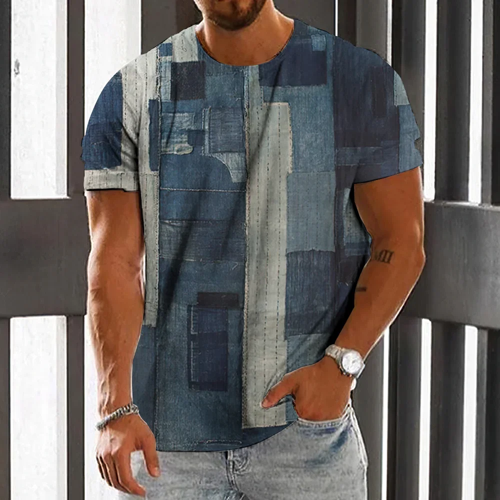 2024 Clothing Summer Casual Vintage T-shirt for Men 3d Rag Print Short Sleeve Loose Oversized Shirt Street Designer Top T-shir