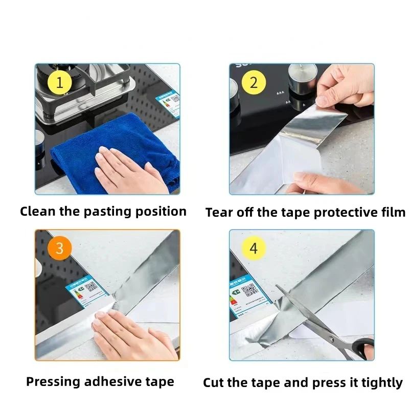 High Temperature Resistance Aluminum Foil Tape Kitchen Pipe Repair Tape Adhesive Sealing Foil Heat Insulation Leak Proof Tape