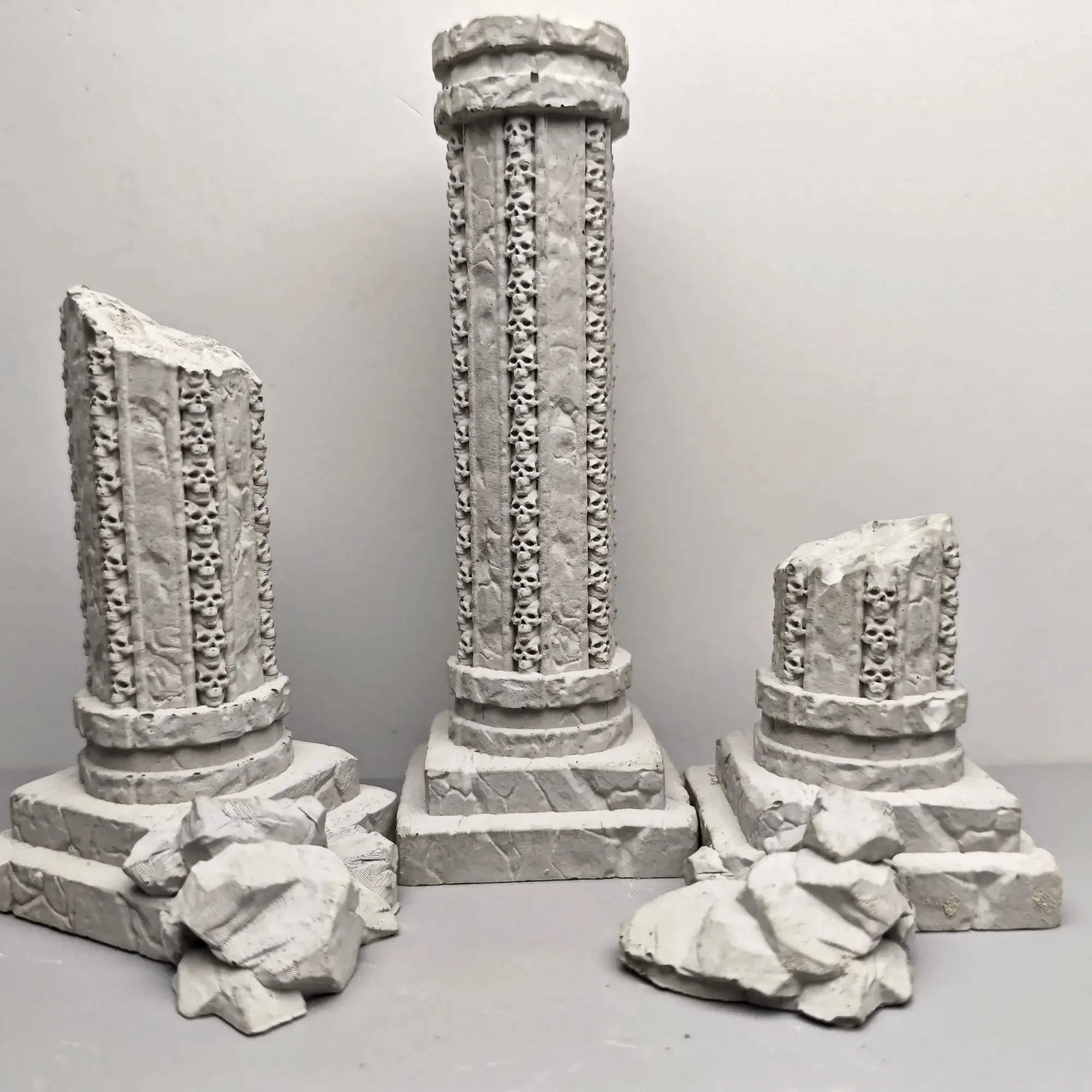 Time Ruins, Era Remnants, Damaged Roman Columns, Fish Tank, Ancient Greek Architectural Model, Cement