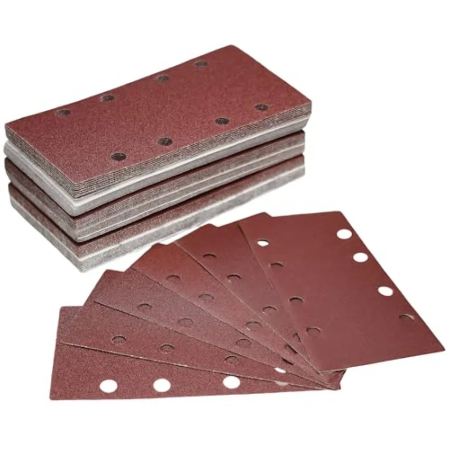 60 PCS Hook and Loop Sandpaper Sheets for 1/3 Sheet Sander 60/80/100/120/150/240 Grit Aluminum Oxide Sanding Paper for Wood, Me