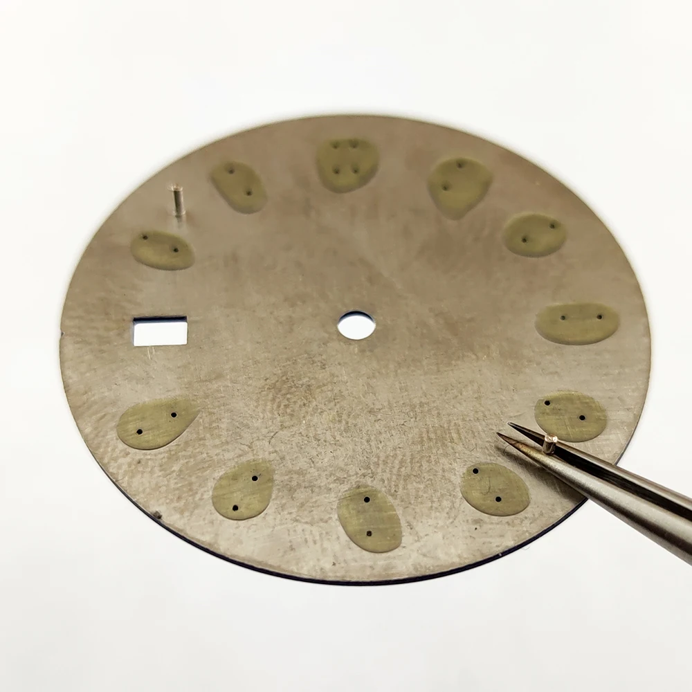 NH35 dial made of sparkling starry Blue/Black malachite sandstone 31.8mm Starry Sky Dial cut by CNC machine for NH35 movement
