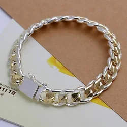 Argento sterling 925 squisita catena da 10 mm uomo donna catena nobile braccialetto da sposa fascino moda matrimonio carino regalo di compleanno
