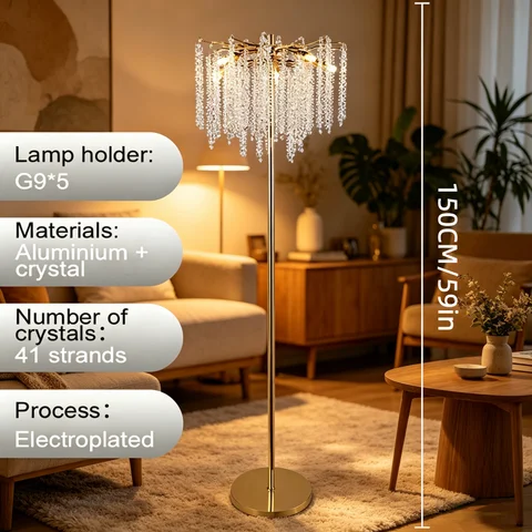 Post-Modern Living Room Bedroom Bedside Lamp Light Luxury Floor Lamp Creative Tree Crystal Branch Art Decorative Lamps Lustre