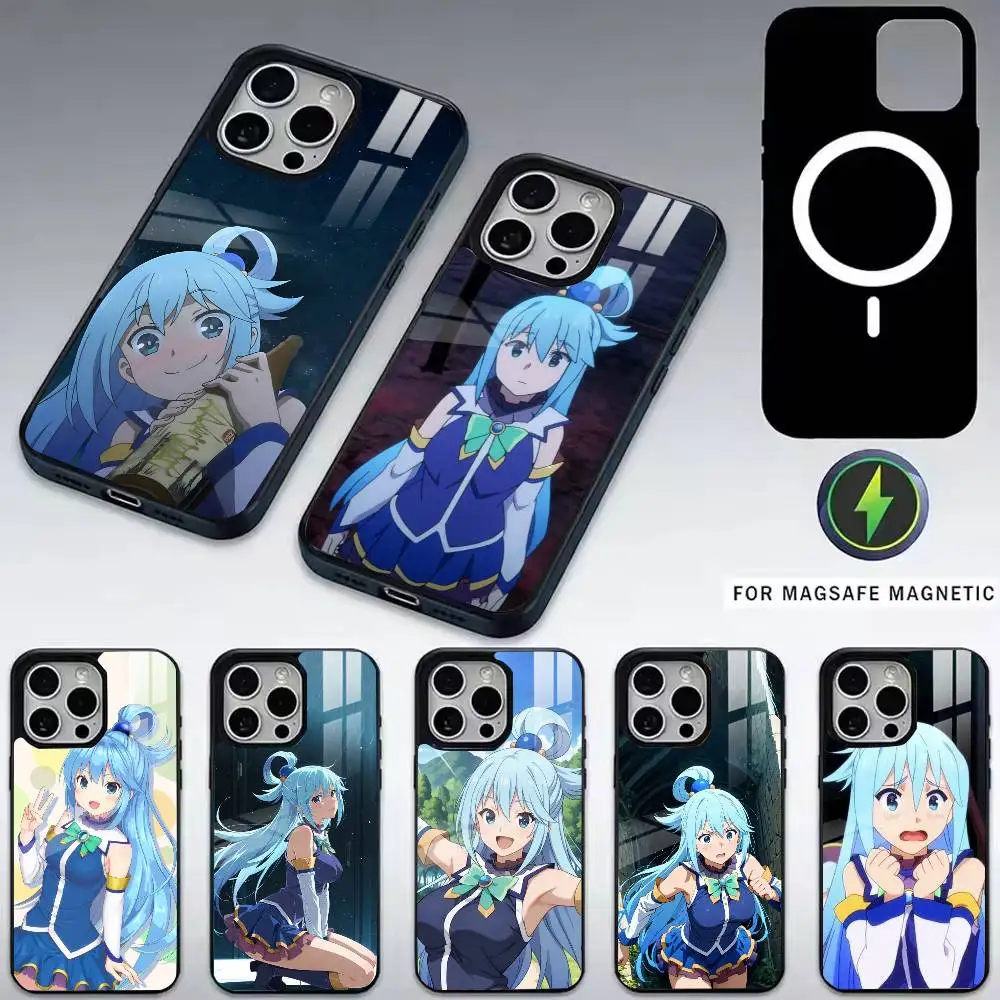 

A-Aqua Anime KonoSubaS-S Phone Case For iPhone17,16,15,14,13,12,11 Plus,Pro Magnetic For Magsafe Wireless Charging