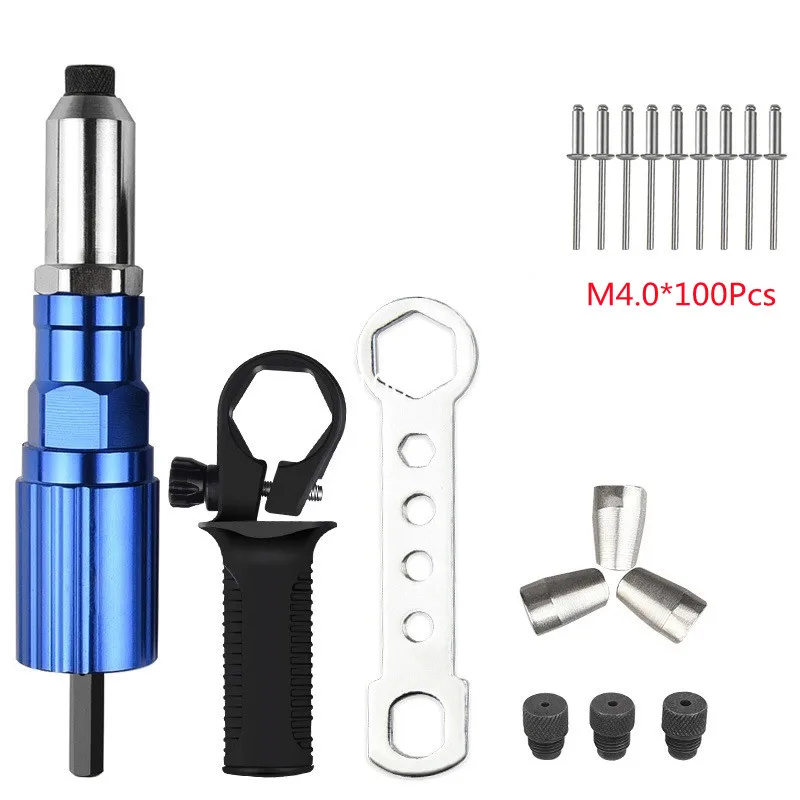 Electric Rivet Gun 2.4mm-4.8mm Rivet Nut Gun Drill Adapter Cordless Riveting Tool Insert Nut Pull Rivet Tool