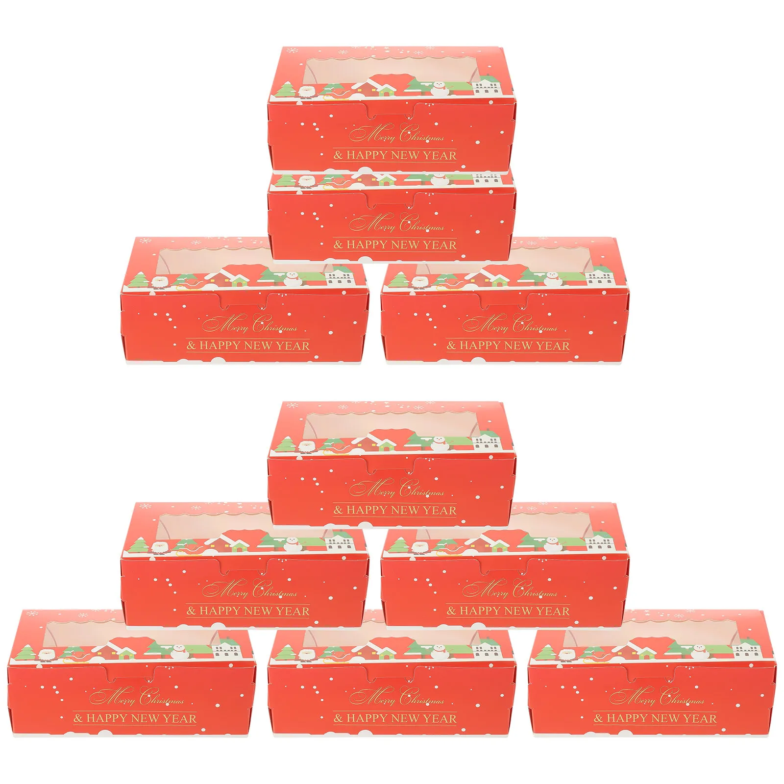 

10Pcs Xmas Macaron Boxes Paper Christmas Macaron Container Packaging Box Holiday Candy Gift Box Party Candy Boxes