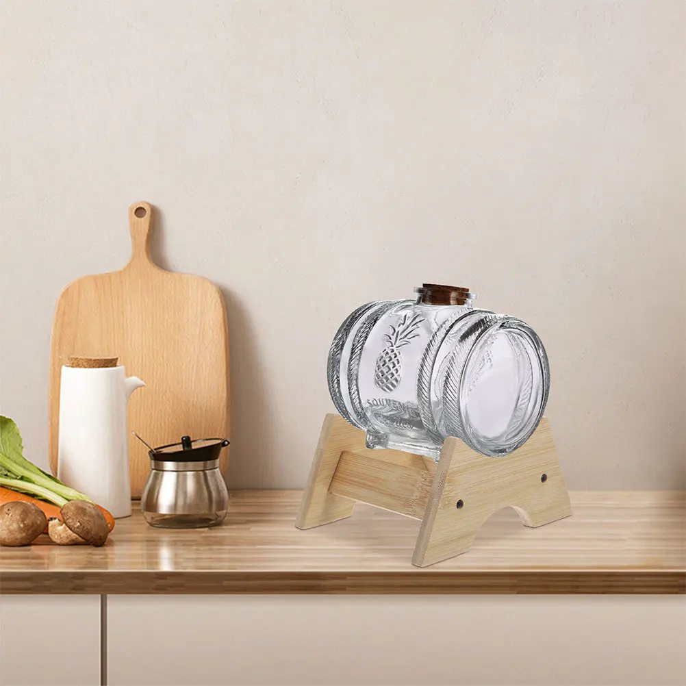 

2Pcs Wooden Barrel Base Whiskey Jar Stand Support Various Sizes Elegant Kitchen Bar Decor Easy Clean Display Riser