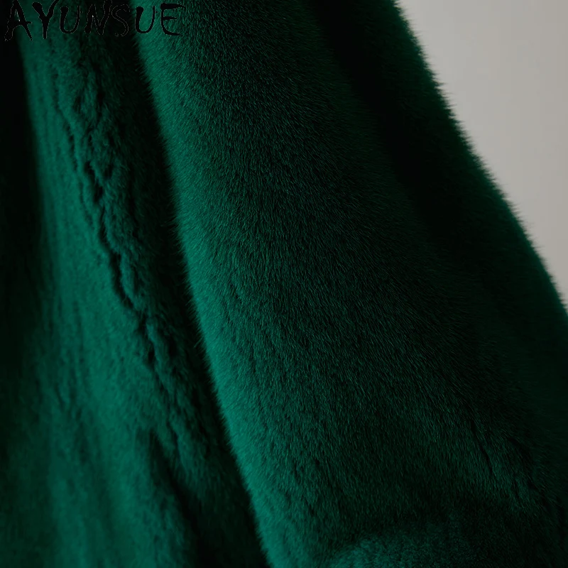AYUNSUE réel manteau de fourrure de vison femmes vêtements de luxe réel manteaux de fourrure entière femme vison femmes manteaux veste d'hiver 2025 Шуба Ж Döncud