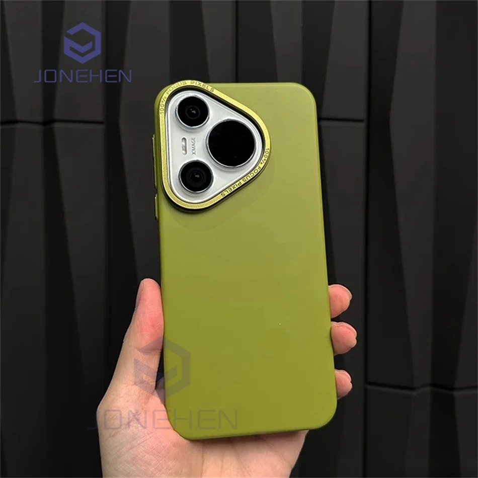 Slim Solid Color Matte PC Case ForHuawei Mate 30 40 50 60 P40 P60 Pura 70 Pro Nova 12 Alloy Lens Frame Hard Shockproof PC Cover