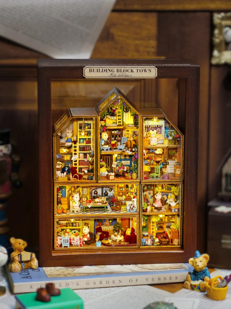 Maison de poupée bricolage meubles miniatures en bois avec boîtier LED 6 ensembles complets de mini 