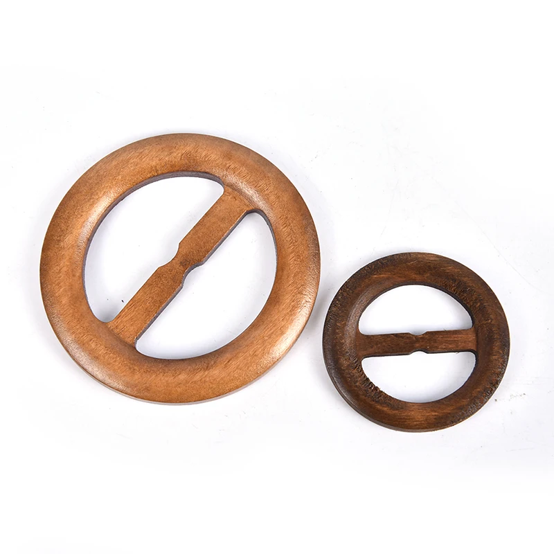 Mix Size Round Shape Garniture Handmade Wooden Crafts Belt Buckle Ring Wood Clothes Accessories Sewing Children DIY 50 60mm