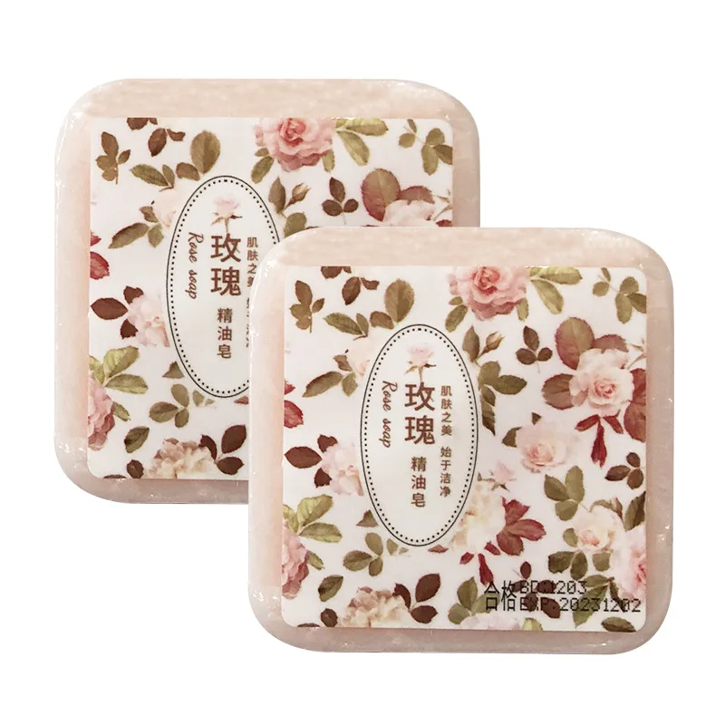 60G*2PCS Cross-Border Luxury Soap - Rose Essential Oil Handmade Soap with Herb Essences for Gentle Bathing and Cleansing