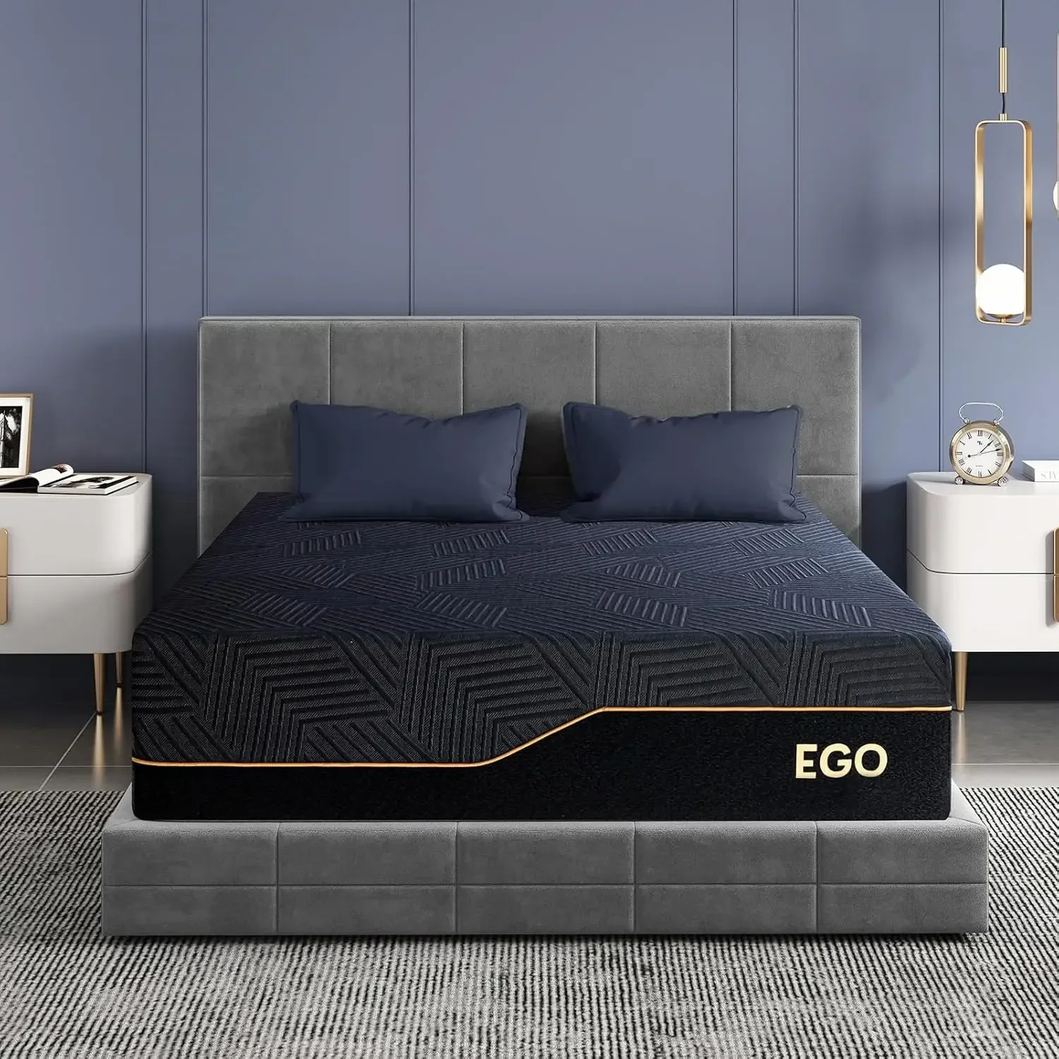 for Back Pain, Cooling Copper Gel Bed in a Box, Foam Made in USA, CertiPUR-US Certified, Therapeutic Medium Firm, 72x84x14 Black
