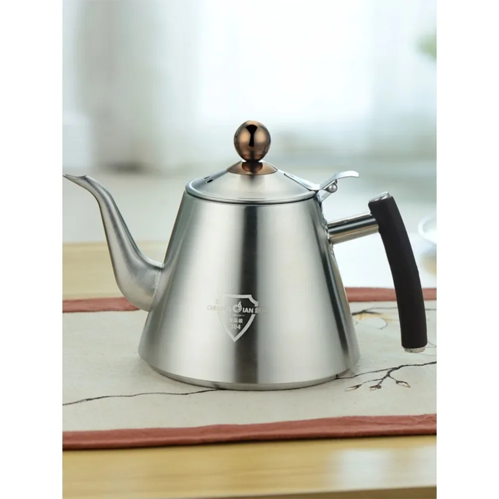 Flat bottomed boiling kettle, single pot for brewing tea, food grade 304 stainless steel induction cooker, tea table teapot, ele