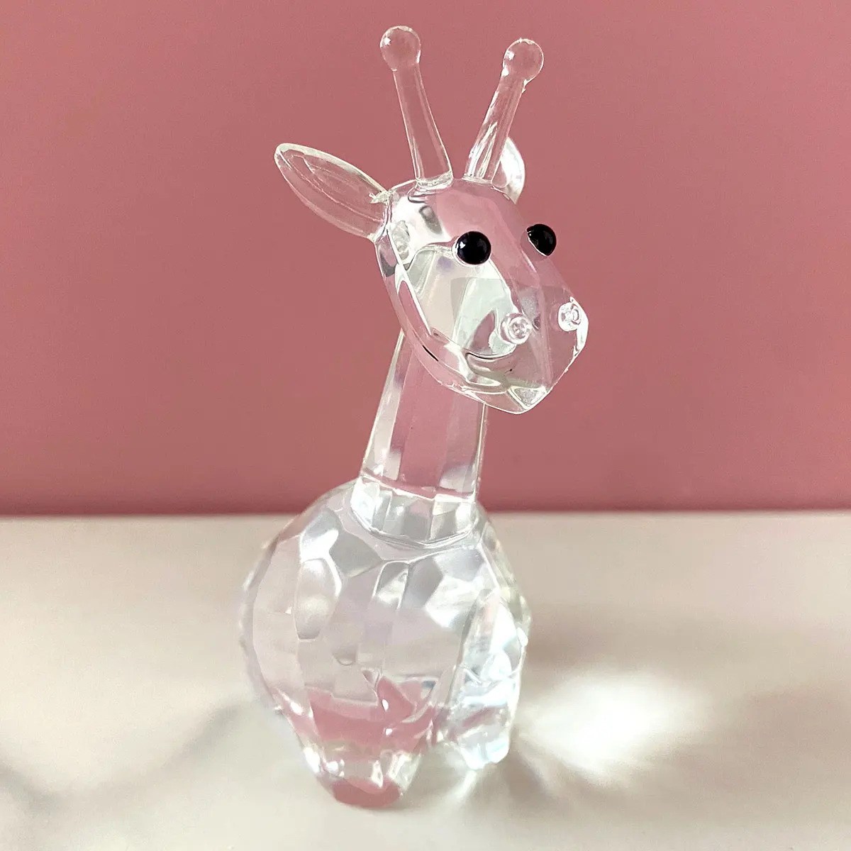 Crystal Deer Figurine Clear Glass Giraffe Art Wild Animals Paperweight Collectible Christmas Gift Home Table Decor