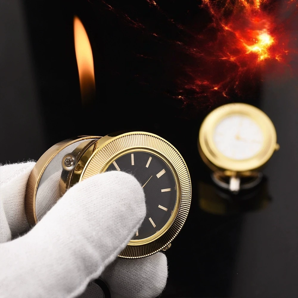 

New 2-in-1 multifunctional watch shaped pendant lighter, metal outdoor portable inflatable lighter, men's smoking gift