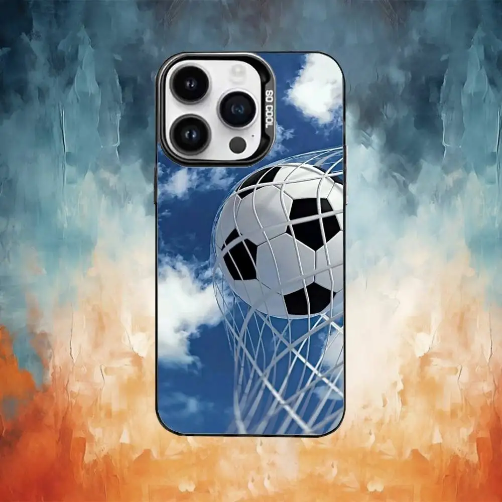 เคสโทรศัพท์ลายฟุตบอล สำหรับ iPhone17,16,15,14,13,12,11 Plus,Pro Max สีดำด้าน ป้องกันการกระแทก