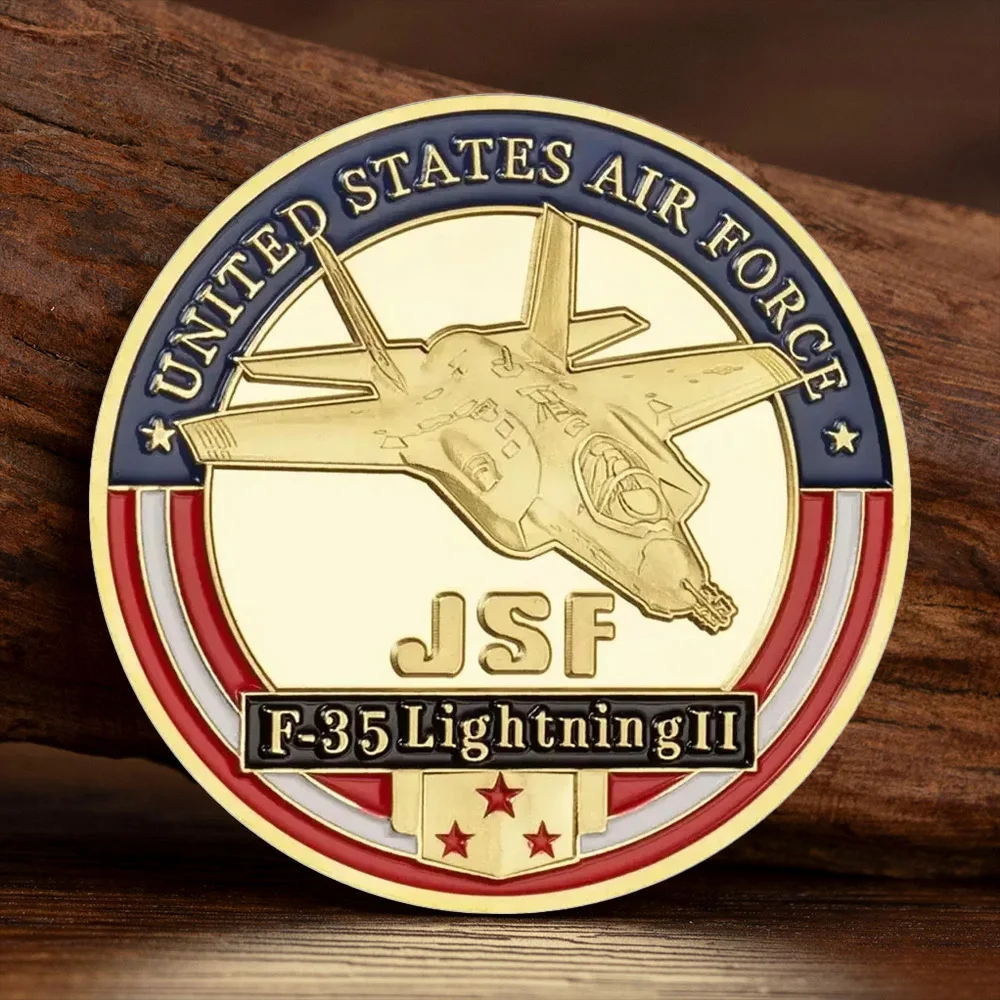 United States Air Force Golden Plated Commemorative Coin F-35 Lightning II JSF Challenge Coins Home Decoration