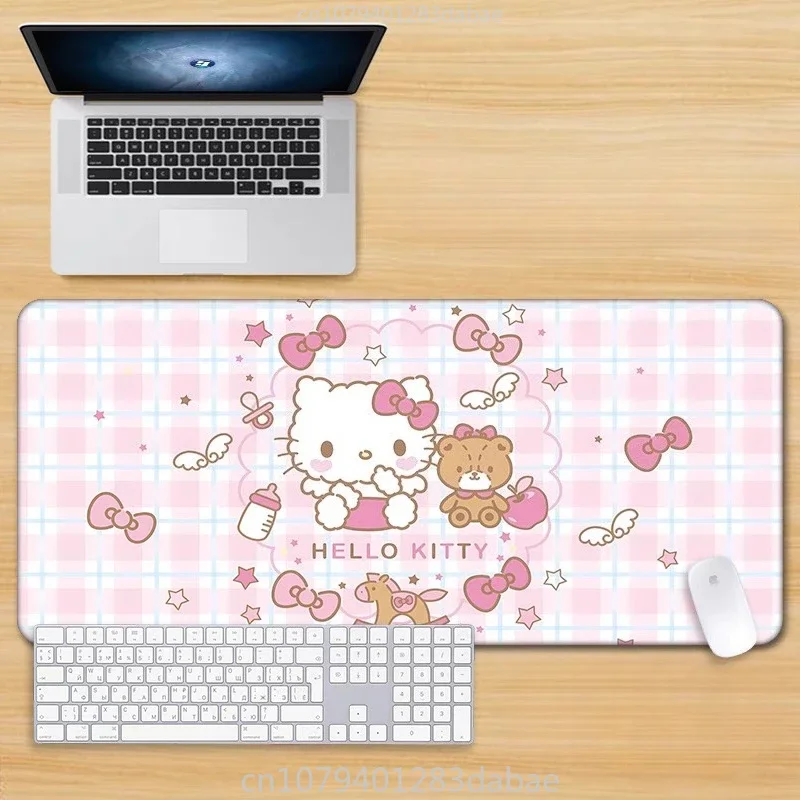 Hellokitty Pu Leather Mouse Pad Oversize Pink Cute Cartoon Girl Computer Table Mat Dormitory Oil-proof and Waterproof Tablecloth