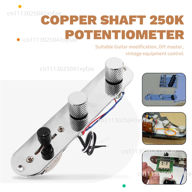 Spring 3-Way Switch, Copper Shaft 250K Potentiometer Pre-Wired Guitar Control Board For TL Electric Guitar