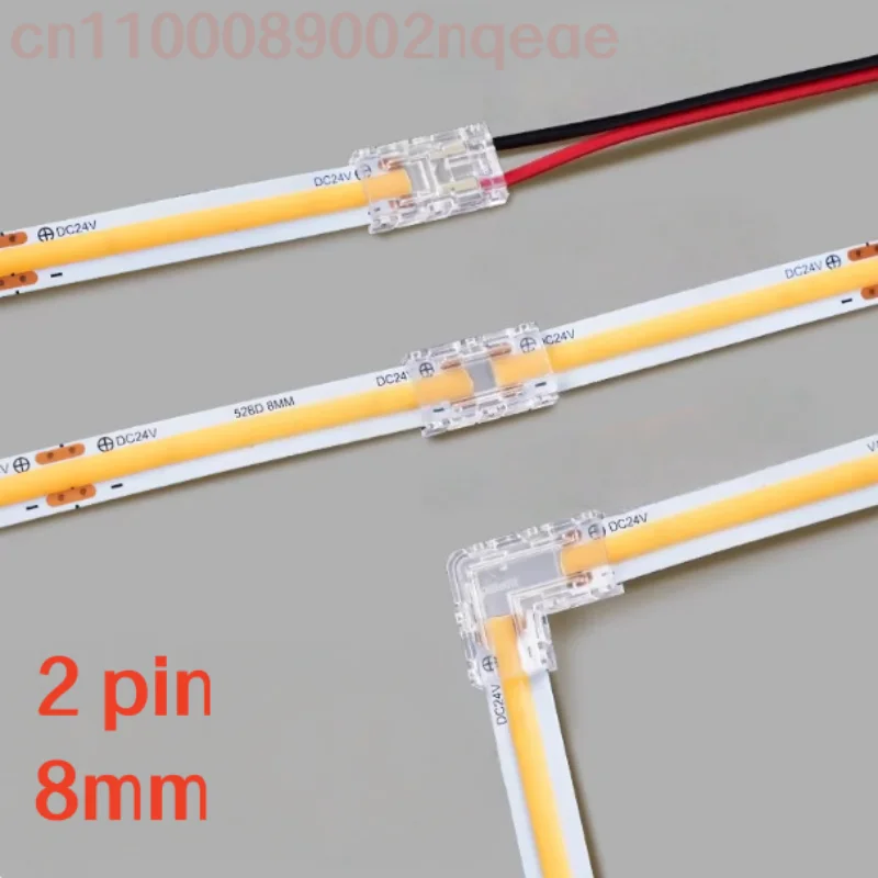 COB Connector 8mm 5-24v 2pin LED Strip Terminal Extension Wire LED Connectors Fixed Clips For Pin No Dark Area Single Dual End