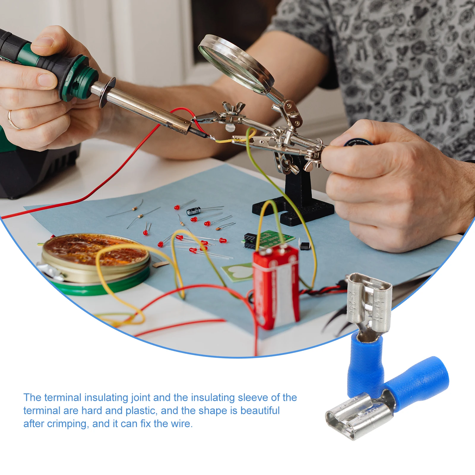 

100pcs Cold Press Wire Terminal Spade Connectors Crimp Terminals Quick Disconnect Electrical Insulated Connector Kit For 75°C