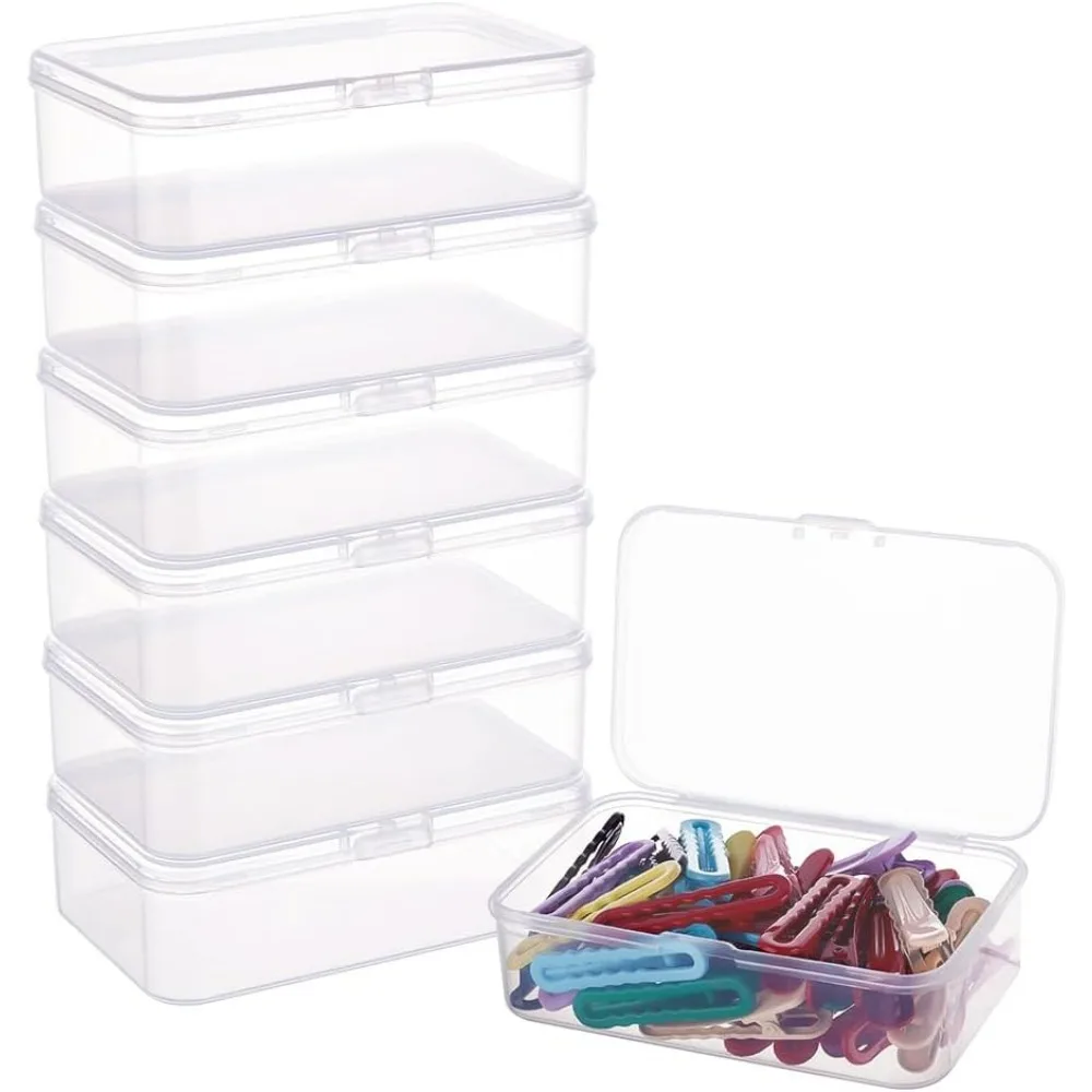 8 Pack 4.6x2.8x1.3 Rectangle Clear Plastic Bead Storage Containers Box Case with lid for Pins Coins Tiny Bead Jewelry