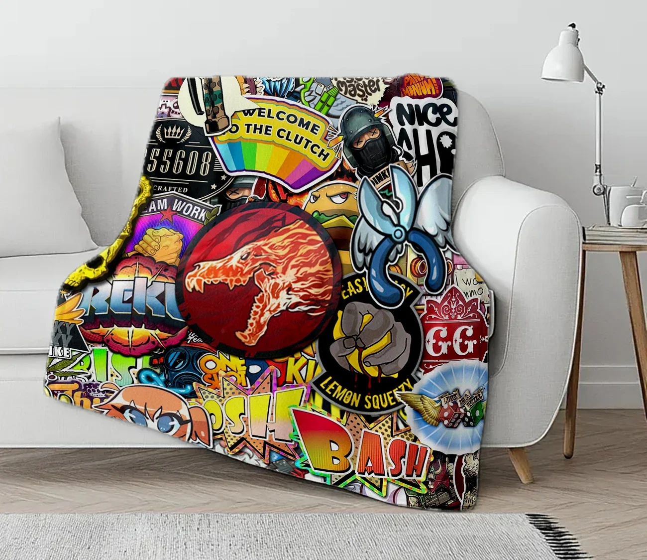 New Game Csgo Cartoon Graffiti print Blanket For Gift Picnic Travel Bed Throw Blanket Applicable All Season Blankets