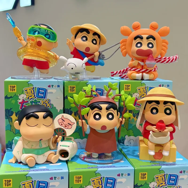 

New TOPTOY Crayon Shinchan Summer Battle Series Collectible Figure Trendy Blind Box Cute Birthday Gift Fashionable Decoration