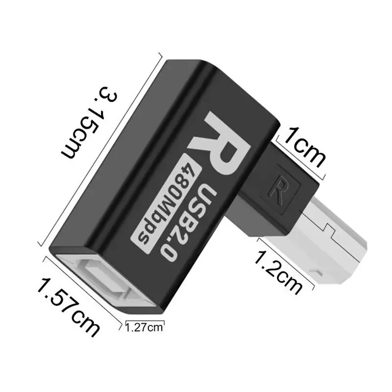 USB 2.0 Printer Adapter USB 2.0 Male to Female 90 Degree USB B Printer Adapter Extension Plug Converter for Printer Scanner