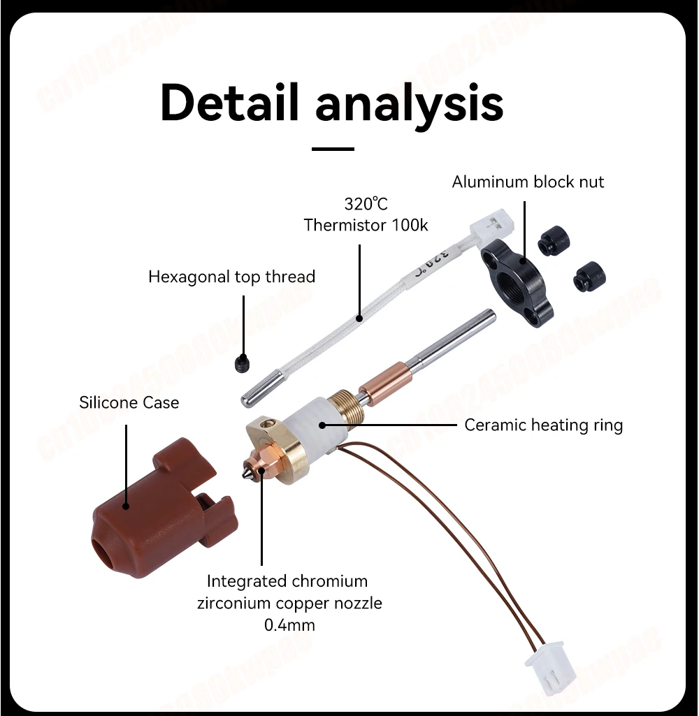 2025 neue Hotend Für Creality K1C/K1/K1 MAX Keramik Heizblock Kit Wärme Bruch Widerstand Quick-Swap Düse Set 3D Drucker Teil – Detail 8