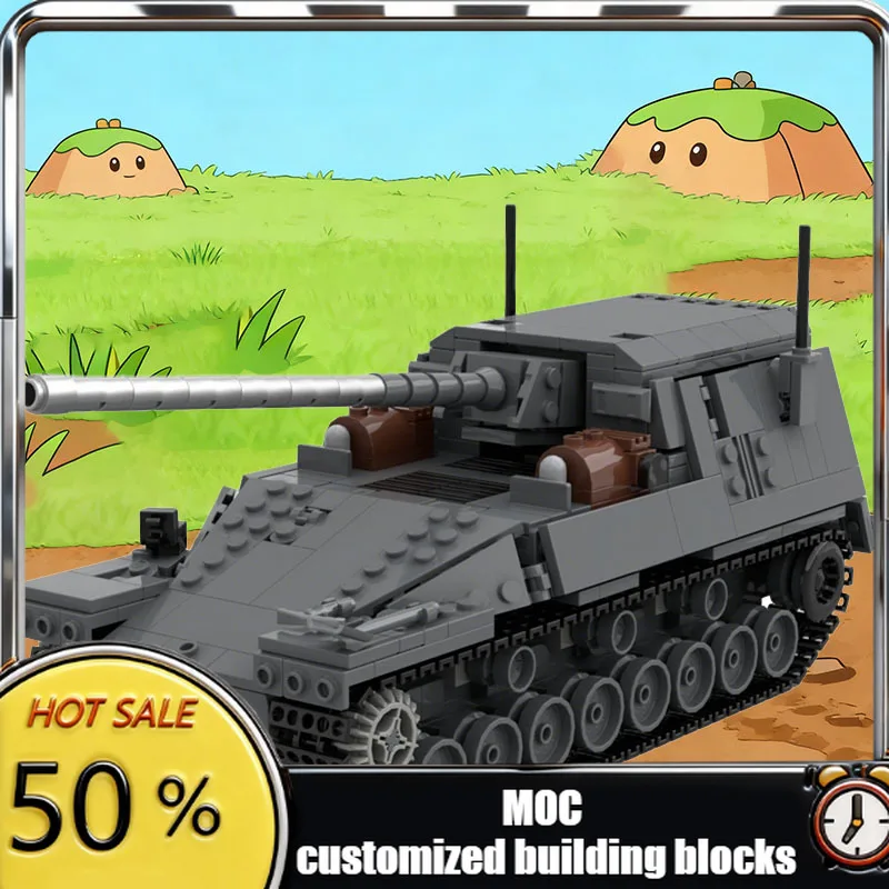 

Набор для сборки танка HoMOC-Ri WW2 Ho Ri 3 (852 детали), модульный конструктор MOC, развивающая игрушка-конструктор для мальчиков, подарок