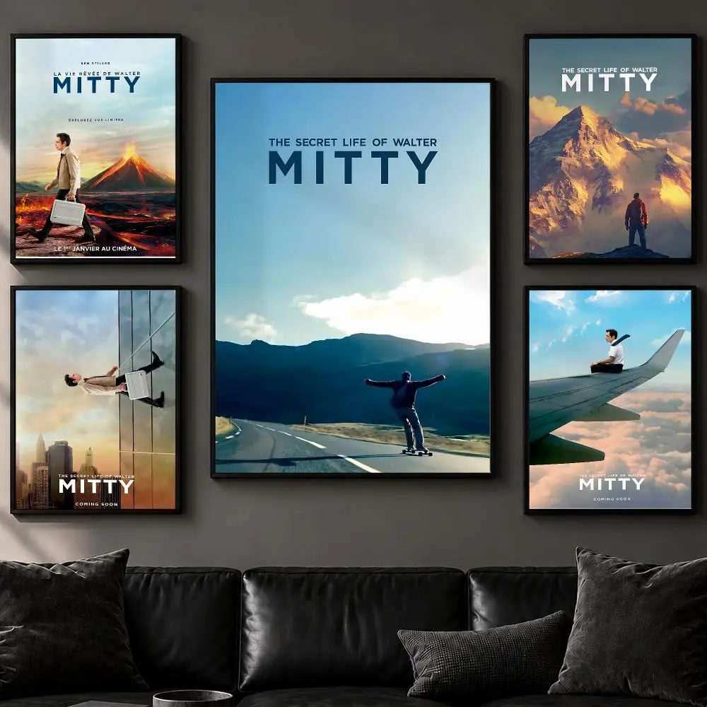 Movie T-The Secret Life of Walter MittyS Poster Art  Self-Adhesive No Glue Residue Wall Decor for Bedroom Living Room